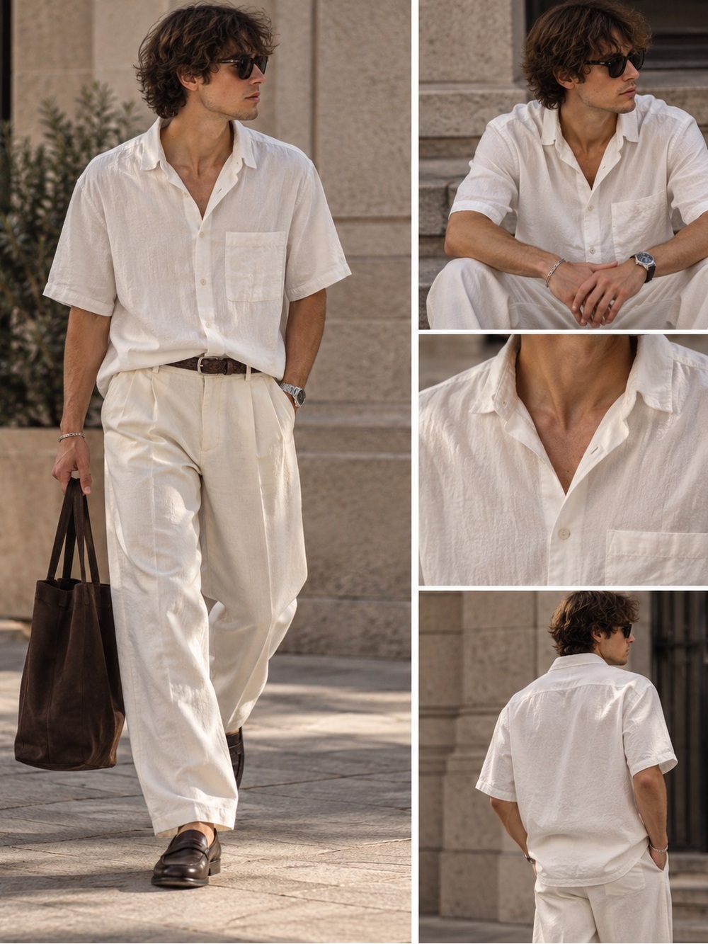 8 BY YOOX MEN’S LINEN COTTON BUTTON UP SHIRT SIZE L MADE IN ITALY